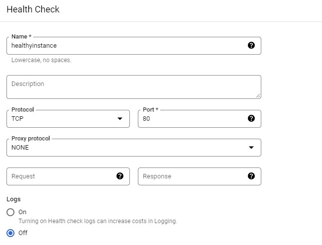 health check configuration