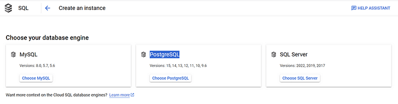 Google Cloud Postgres SQL Database Engine