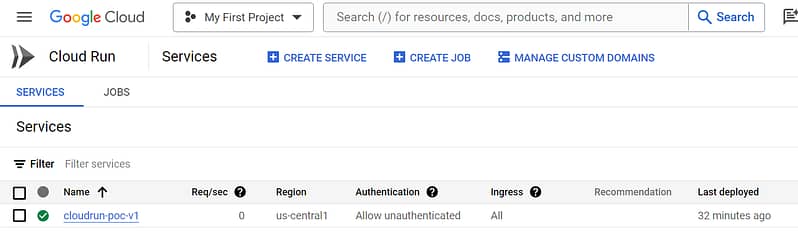 cloud run home screen